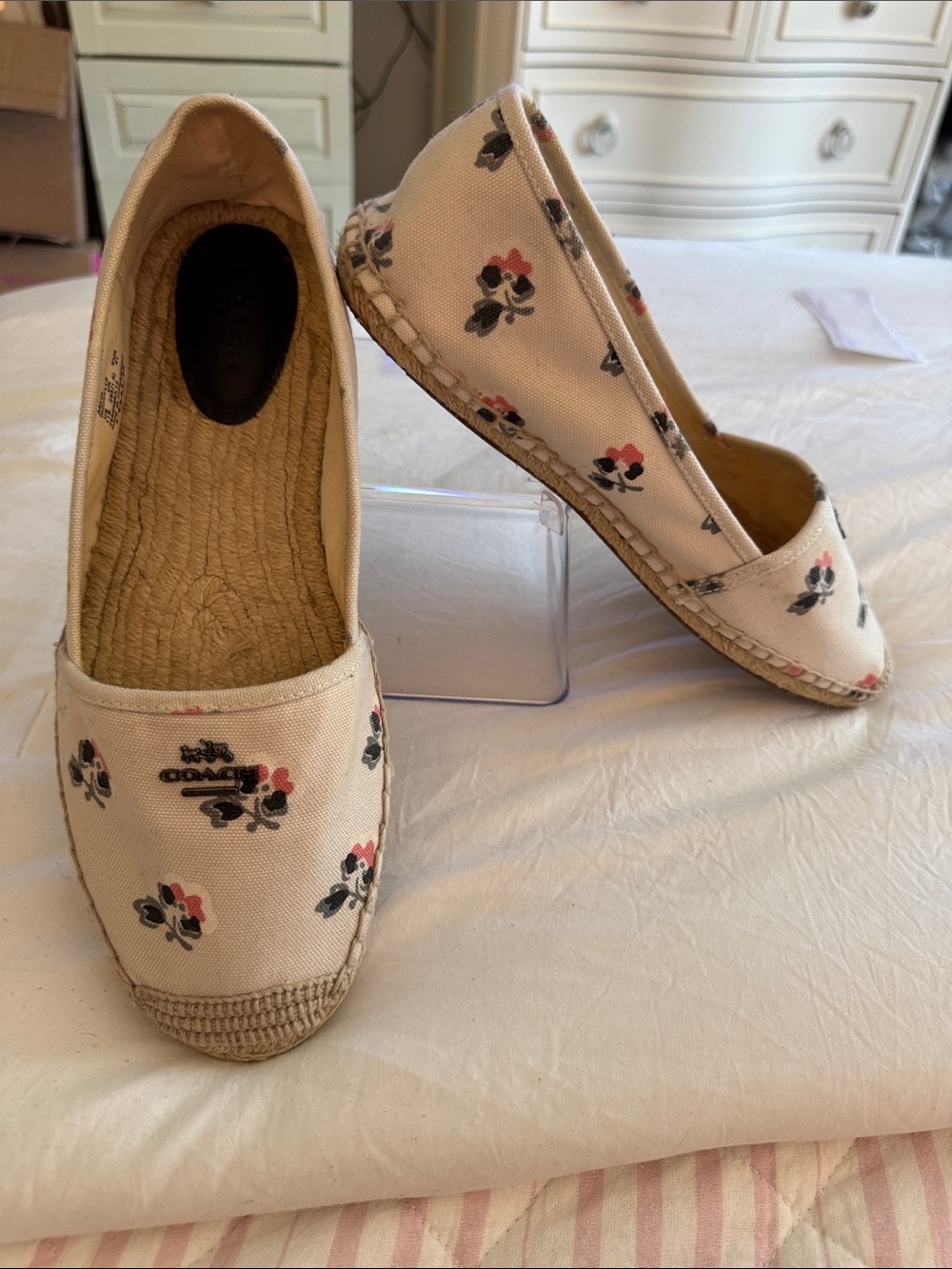 Coach Floral Canvas Espadrilles in Beige, Pink, Black - Picture 8 of 16